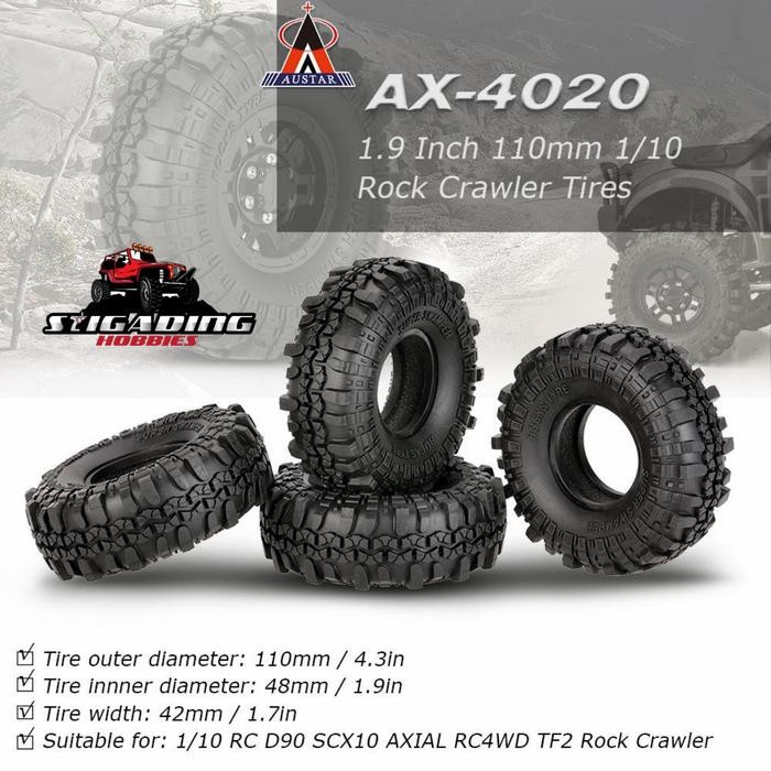 MJ BAN AUSTAR AX-4020 110MM SUPER SWAMPER SCX10 RC4WD MST RGT AXIAL