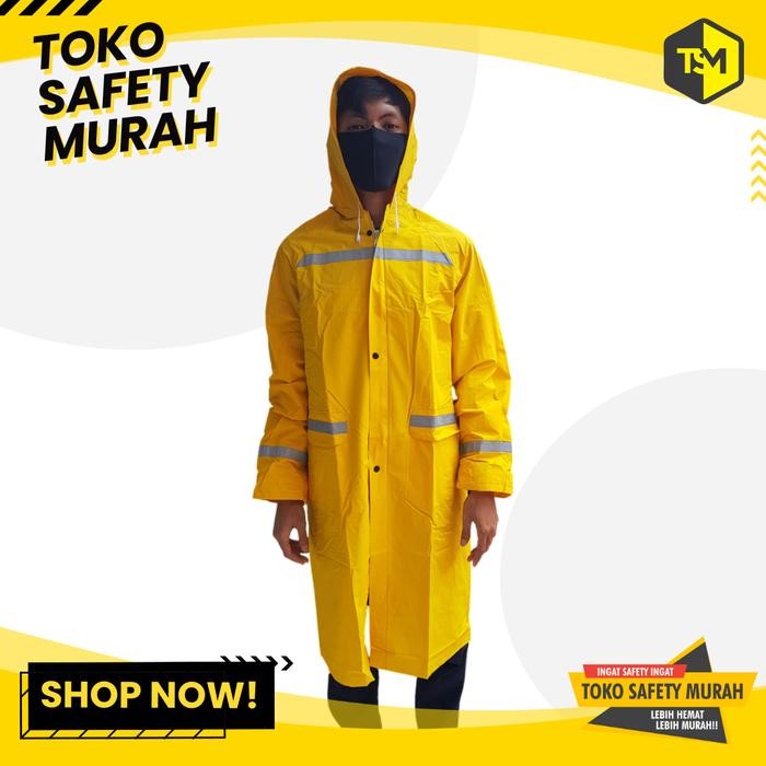 Jas hujan Safety Proyek Kuning Ponco Lengan Terusan Raincoat Baju