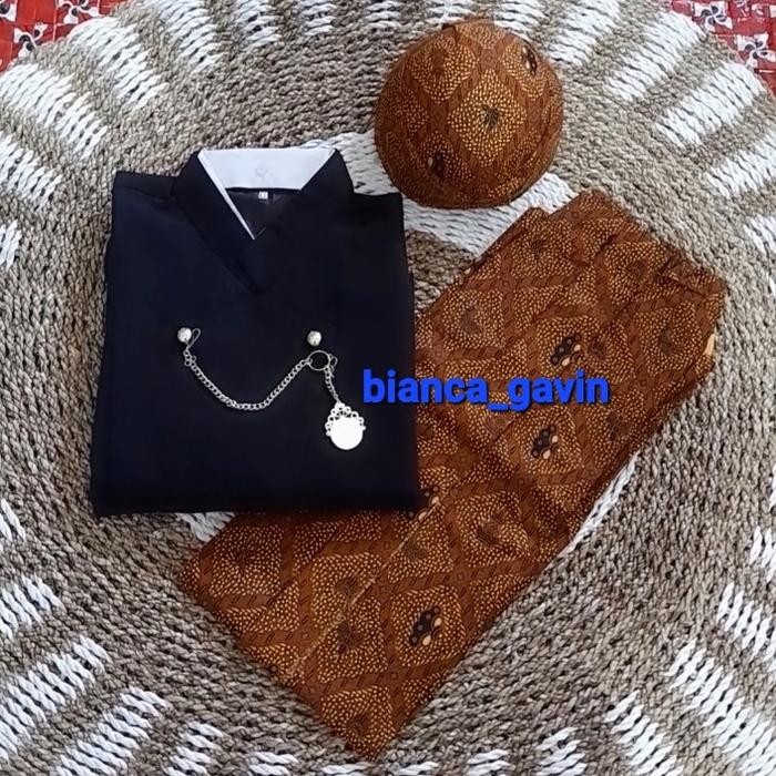 ORIGINAL Beskap Solo Hitam + Jarik Instan + Blangkon, Motif Sidomukti READY STOCK