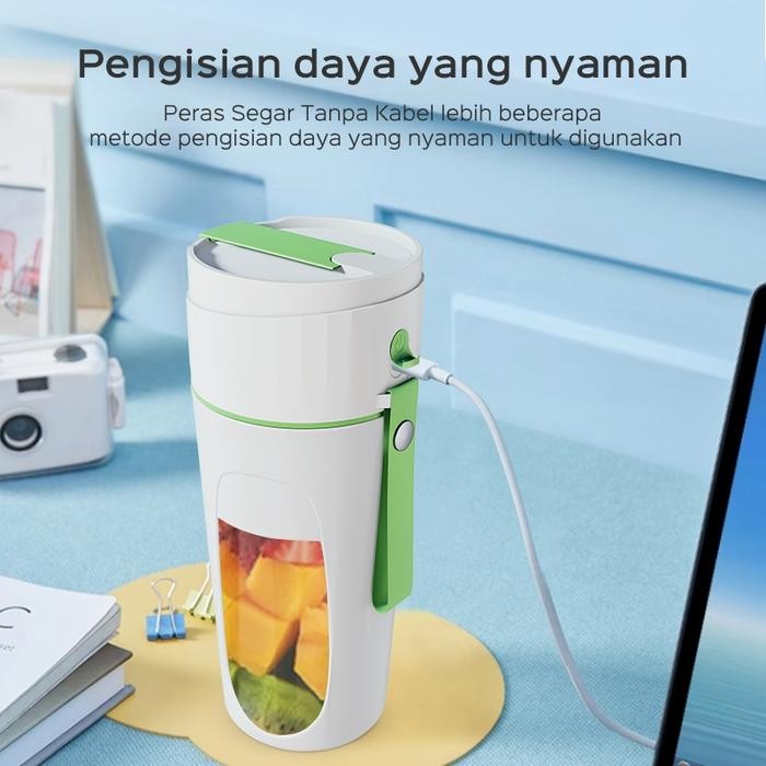 Han River Blender Portable 340ML Mini Juice Gelas Kaca (HRJC02GN)
