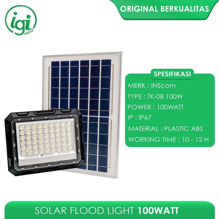 LAMPU SOROT LED 100 WATT PANEL SURYA CELL SOLAR FLOOD LIGHT 100W