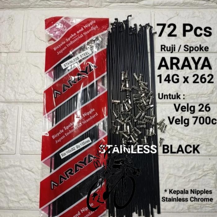 Ruji Sepeda 26" 14G x 262 Stainless Steel 72 Pcs Anti Karat Velg 26 & 700c Kualitas Standar Jepang -