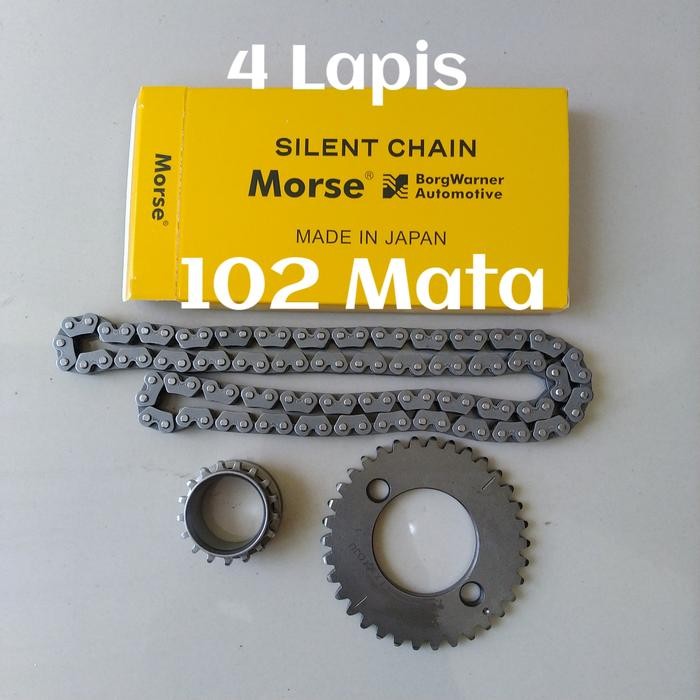 Rantai Keteng Timing Tiger Empat Lapis Morse Japan 102 Mata Dan Gir