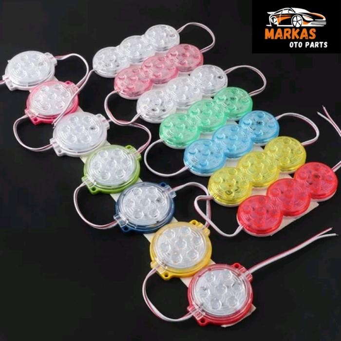 ASLI 10pcs Lampu Led Modul Ultrasonic Bulat 12volt/24volt 7 Mata Wateroof 3Watt Lampu Kolong Motor