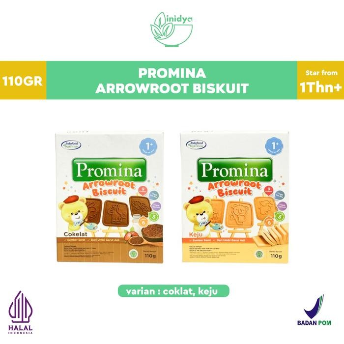 vx3x- Promina - Arrowroot Biskuit Rasa Susu, Keju, Coklat 110Gr Cemilan Cookies Bayi Biskuit