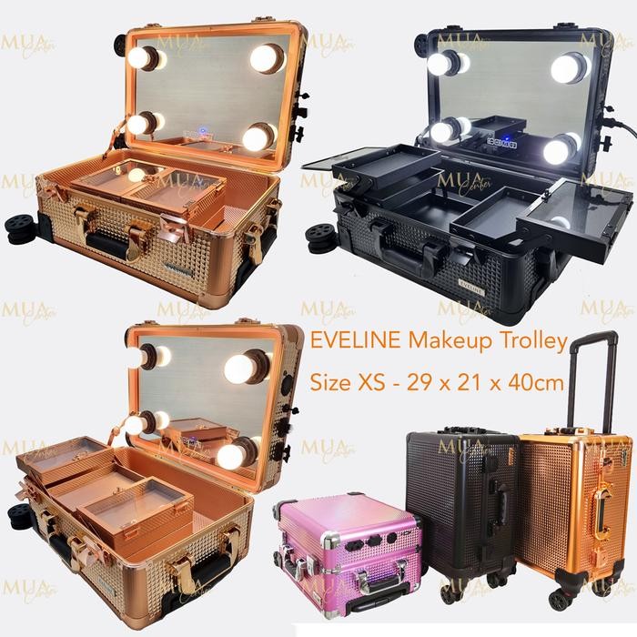 t5wh- Beauty Case / Koper Makeup / Troli Rias Kaca Lampu Eveline Xs
