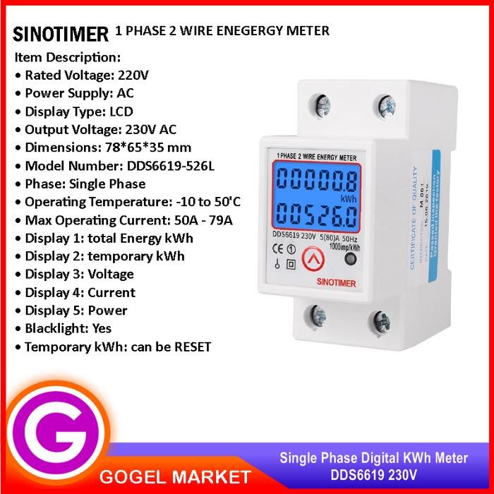 Digital Kwh Meter Watt Meter Ampere Volt Frequensi/Kwh Meter 1 Phase