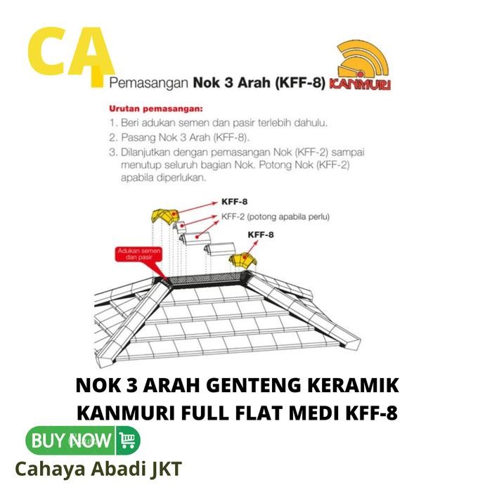 Nok 3 Arah Genteng Keramik Kanmuri Full Flat Medi Kff-8
