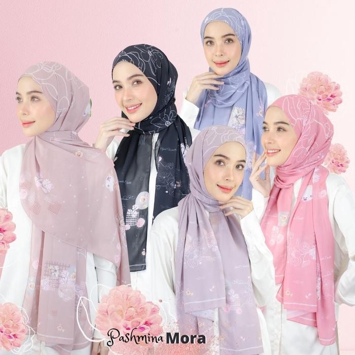 d6fs- Hijabwanitacantik - Pashmina Mora Series Hijab Printing Premium Motif Bunga