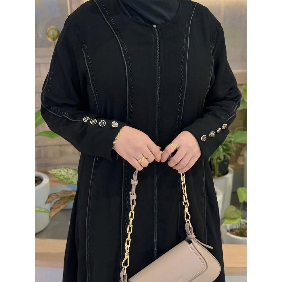 k4un- Galeri Sicantik - Cod - Gamis Abaya Hitam Polos Tangan Kancing Full Resleting