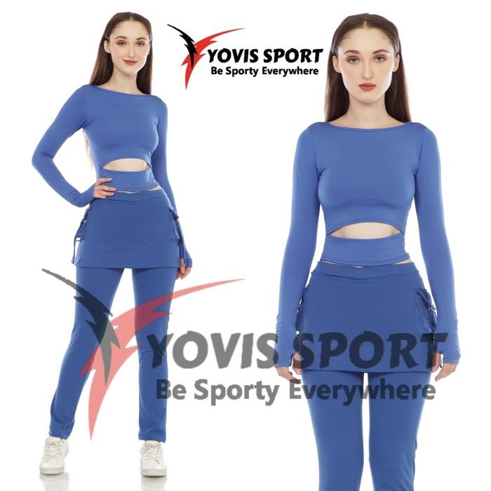 gtSport- Celana Olahraga Rok Kantong Wanita Celana Senam Rok Kantong Samping Celana Rok Aerobic