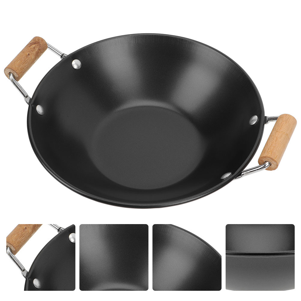 Stainless Steel Griddle Kitchen Food Wok Hot Pot Cookware Double Handle Metal Daily Use Wear Resista
