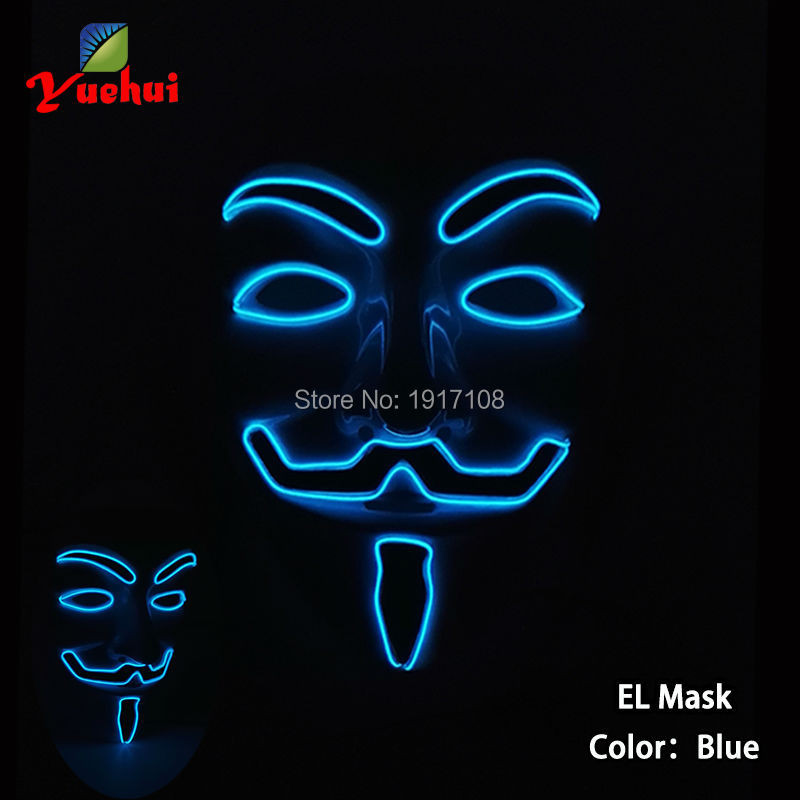 Blinking Carnival 10 type el wire Vendetta Mask Flashing LED Cosplay Anonymous mask Glowing Party da