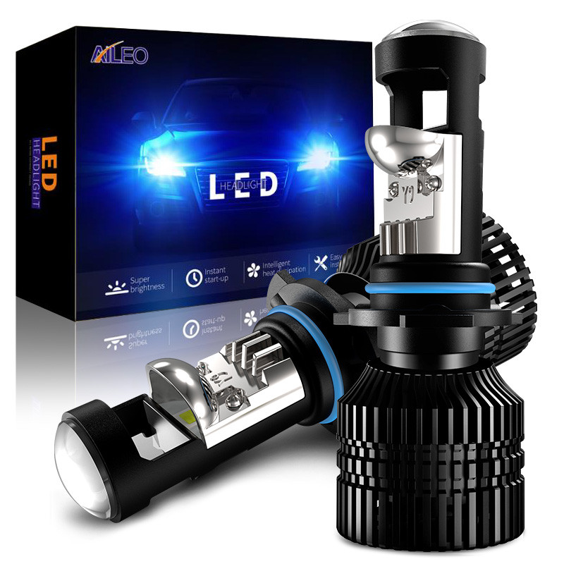 AILEO Car Headlight Bulbs HB3 LED HB4 9005 9006 Mini Projector Lens