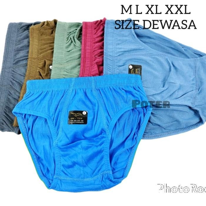 rv45- 6 Pcs Setengah Lusin Grosir Lusinan Cd Celana Dalam Pria Cowok Dewasa Polos Size M L