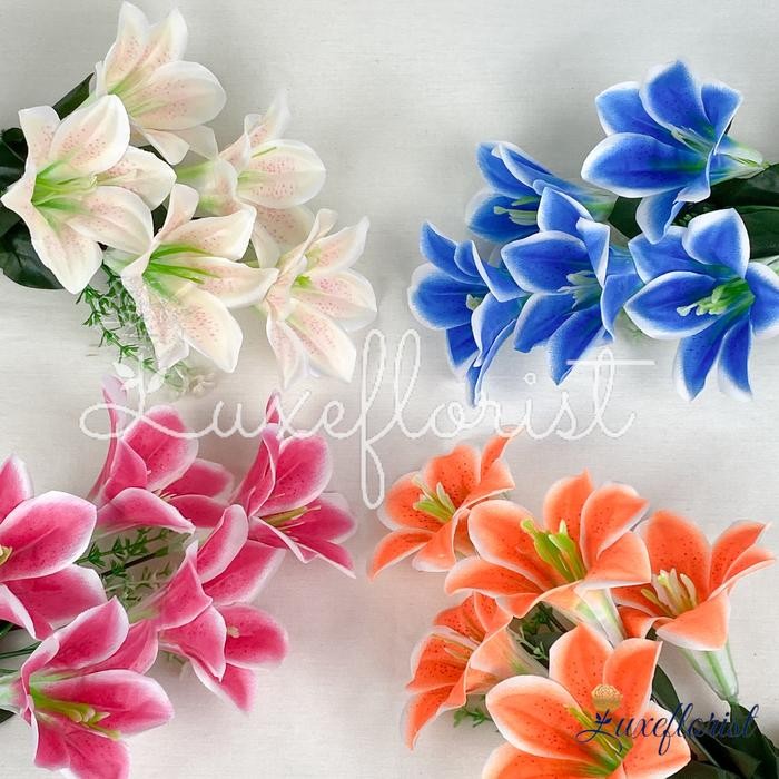 Bunga Lily Casablanca Cabang 5 bunga hias plastik artificial dekorasi kamar babysbreath