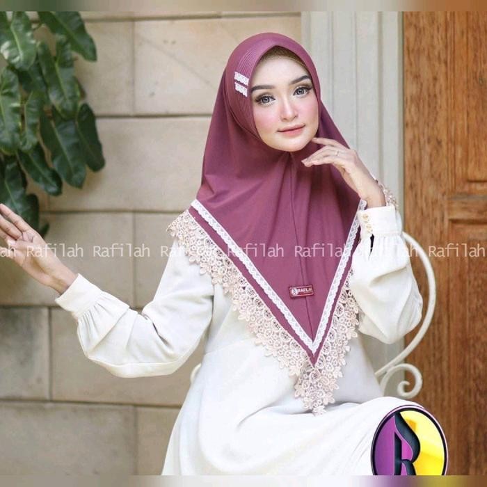 HARGA DISKON Jilbab Instan Rempel Renda ORI Rafilah