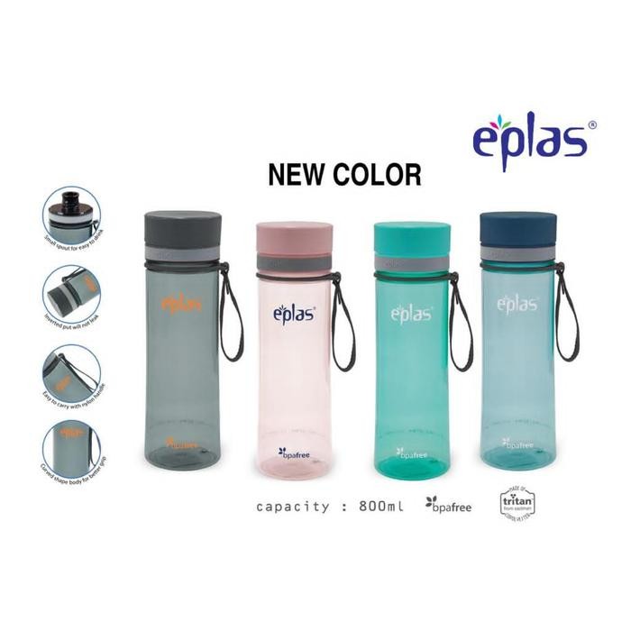 EPLAS Botol Minum Tritan Premium Water Bottle With Handle (800ml), BPA Free EGHT-800