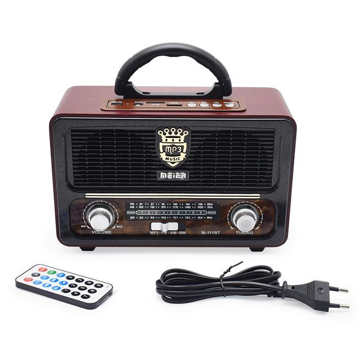 Radio Retro Portabel 111BTS FM/AM/SW dengan Speaker Bluetooth USB/TF Card Player