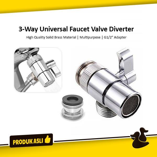 3-Way Faucet Diverter Sambungan Kepala Keran Cabang Konektor Kran Air