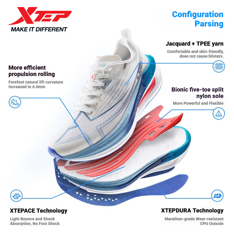 Xtep One Piece Modeling 5.0 Impact-Resistant Males Combat Lightweight Quick-Drying Marathon Running