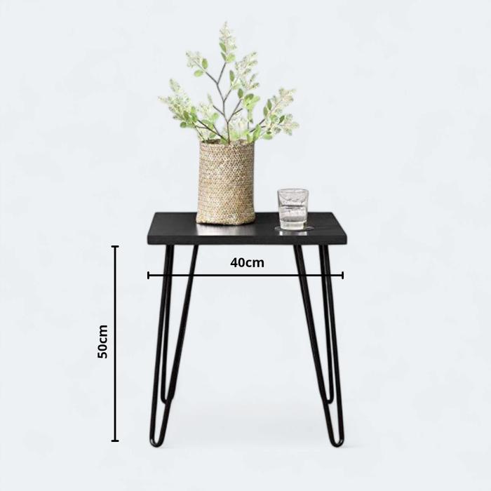 TERPERCAYA Meja Kotak Minimalis Diameter 40cm Meja Sudut Kotak Meja Kopi Kekinian Besi Kayu