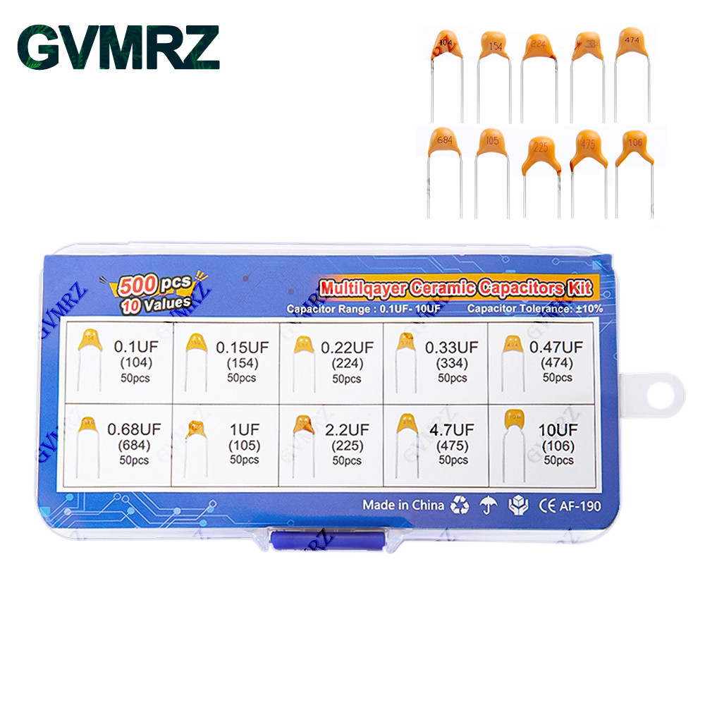 10Values monolithic ceramic capacitor 0.1UF-10UF kit 0.15UF 0..22UF 0.33UF 0.47UF 0.68UF 1UF 2.2UF