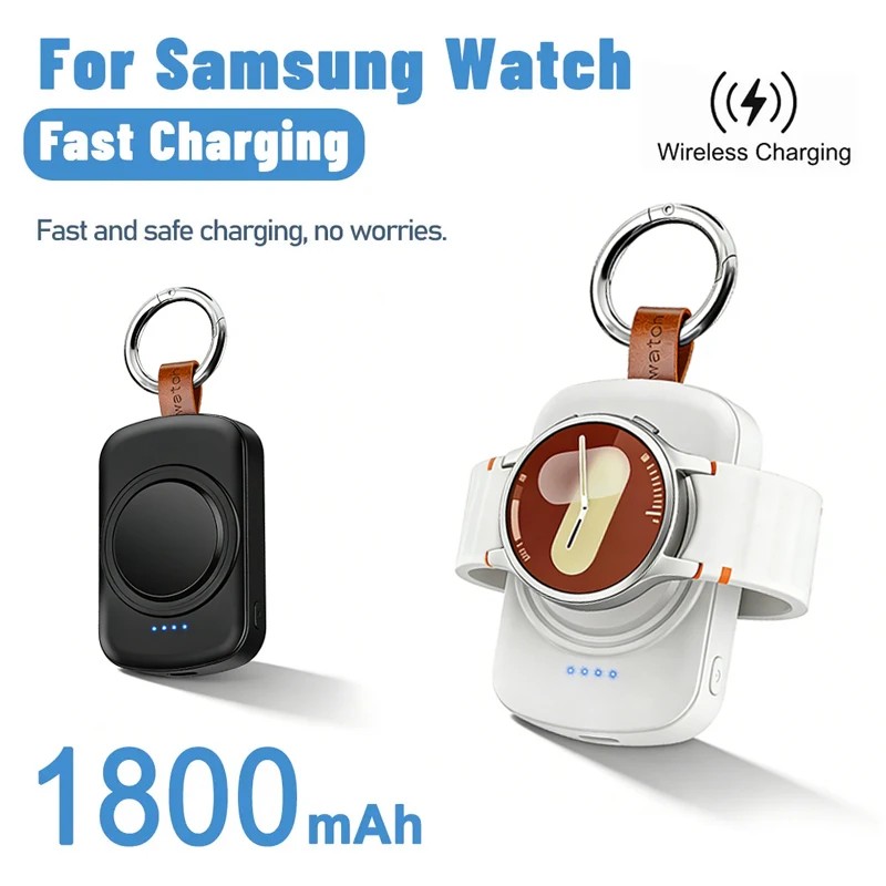 1800mAh Magnetic Wireless Portable Watch Charger for Samsung Galaxy Watch 8/7 Classic 5/4 Pro/3