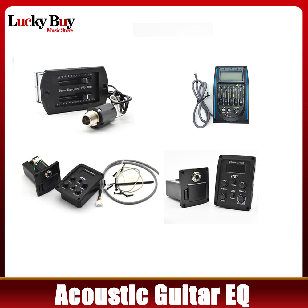 BEST Guitar Pickup Folk Guitar Preamp EQ with LCD Tuner Guitar Accessories with Tuner Set Piezo Mic 
