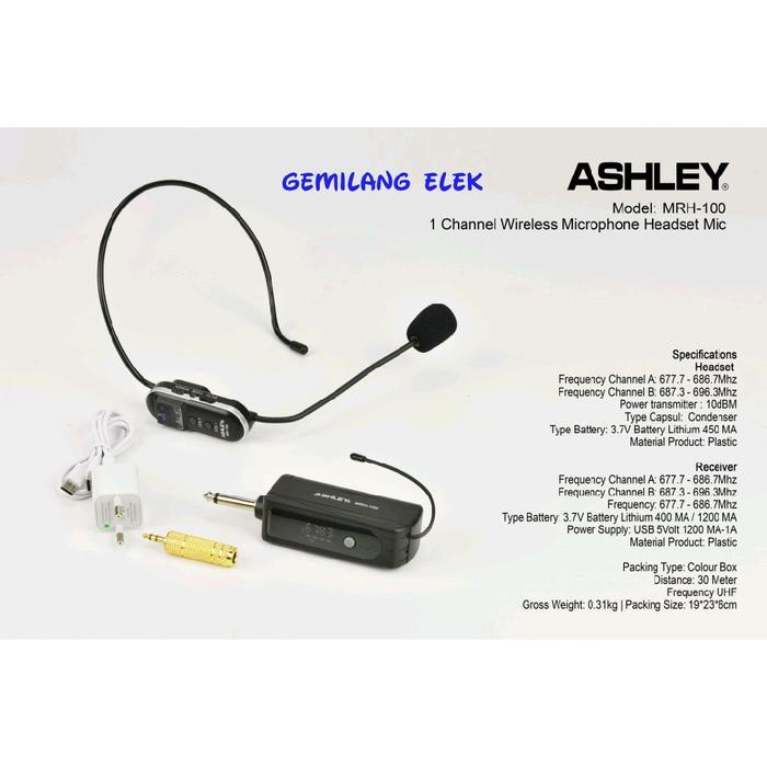 Mic Wireless ASHLEY MRH 100 Headset/ Bando Original