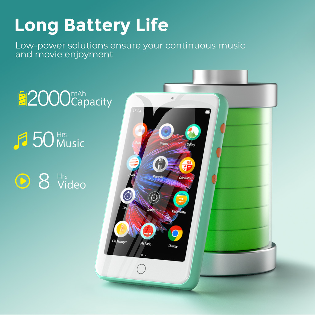 Portable MP4/MP3 player bluetooth speakers & wifi, music player with video, FM radio, eBooks,