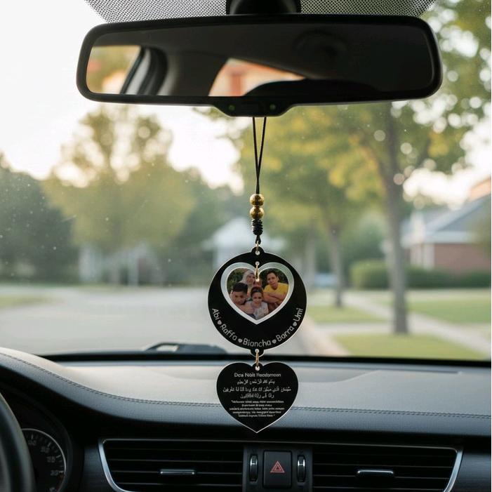 Aksesoris Mobil Gantungan Spion Mobil Custom Nama dan Photo