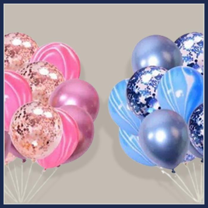 Paket Bucket Balon METALIK MARBLE Confetti isi 15 PCS