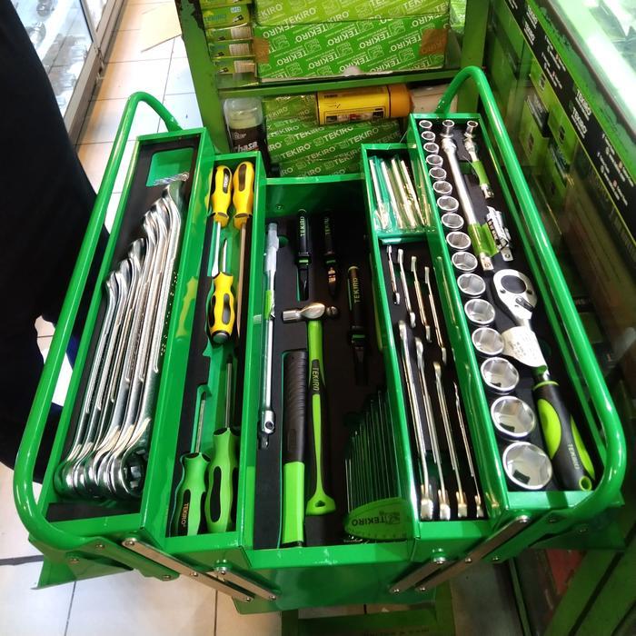 Promo Mekanik Tool Set 66 Pcs Tekiro Mechanic Tools Set - Hijau Terlaris