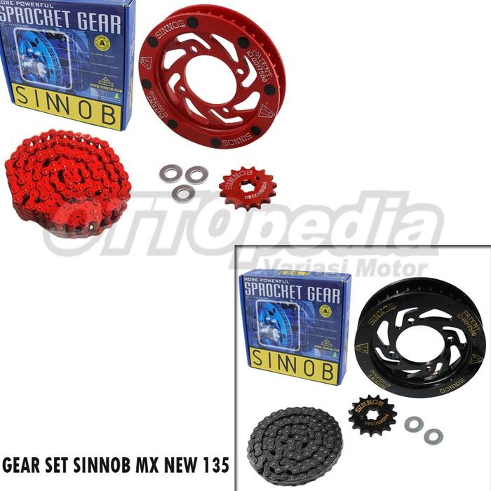 Gear Set Rantai Motor / Chain Kit Sinnob Jupiter Mx 135 New Hitam