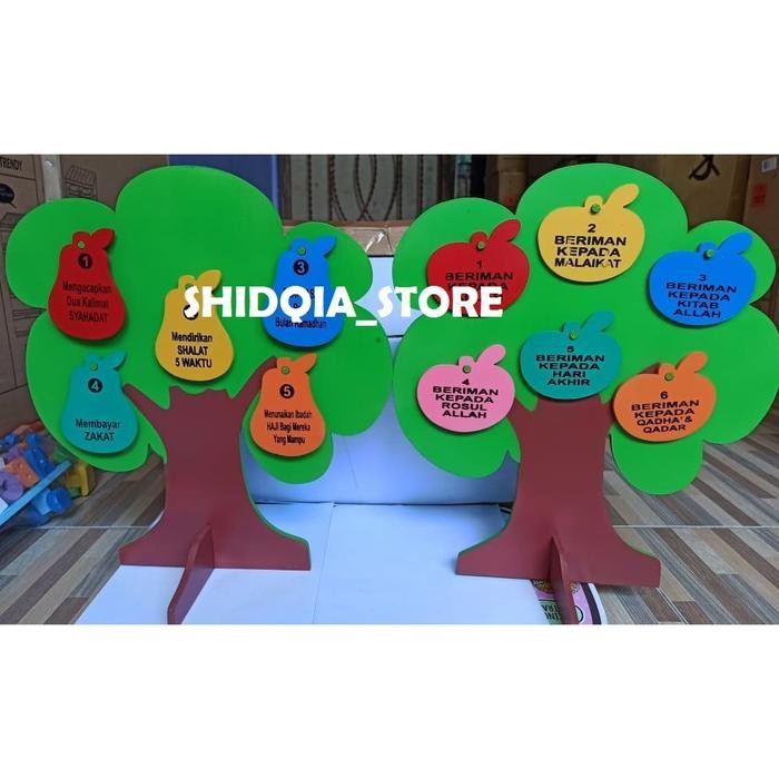 Mainan Kayu Edukasi Pohon Rukun Islam dan Iman ALAT PERAGA (APE)
