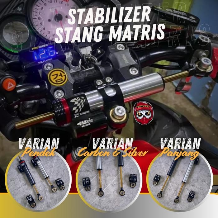 Steering Dumper Stabilizer Matris Rx King Ninja R25 CBR R15 Nmax Carbon Silver Panjang Pendek 16