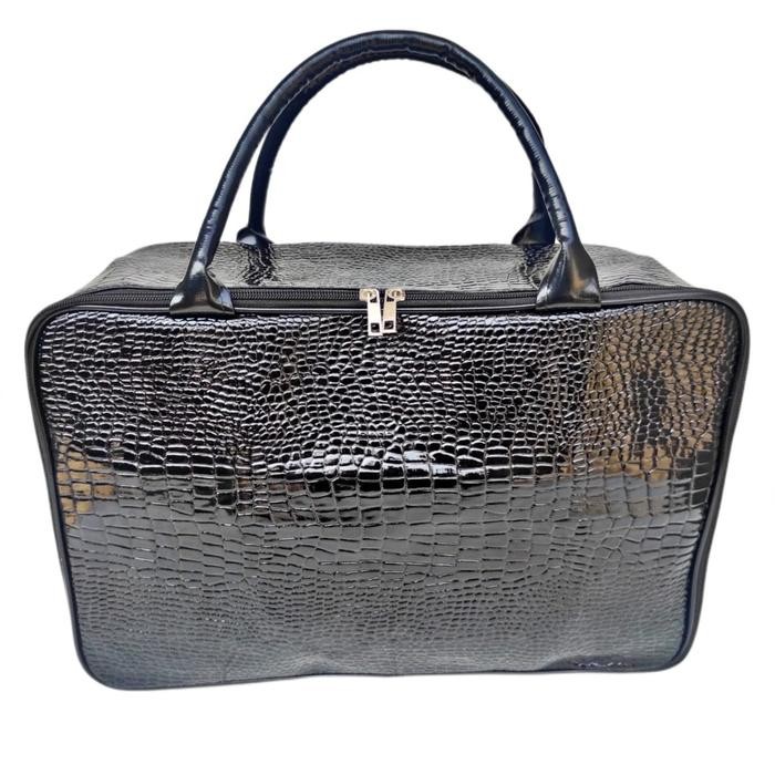 Pilihan- Tas Koper Travel Bag Wanita Croco Kulit Buaya Sintetis Coklat Kopi Waterproof Travel