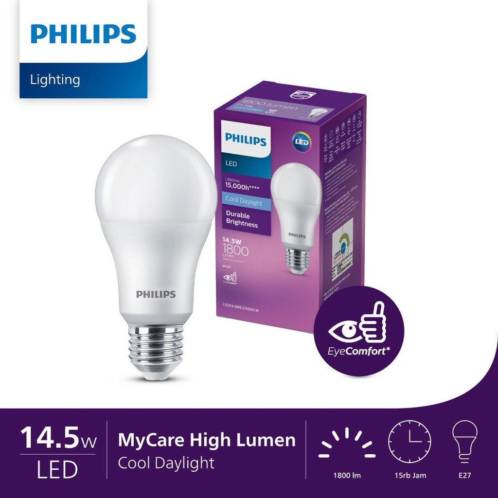 Lampu Philips LED Bulb MyCare  Bohlam LED 14,5W E27 6500K  Cahaya Putih A60