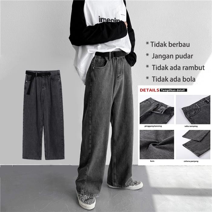 Pilihan- Gaya Jepang Korea Jeans Pria Celana Kulot Oversize Pria Celana Jeans