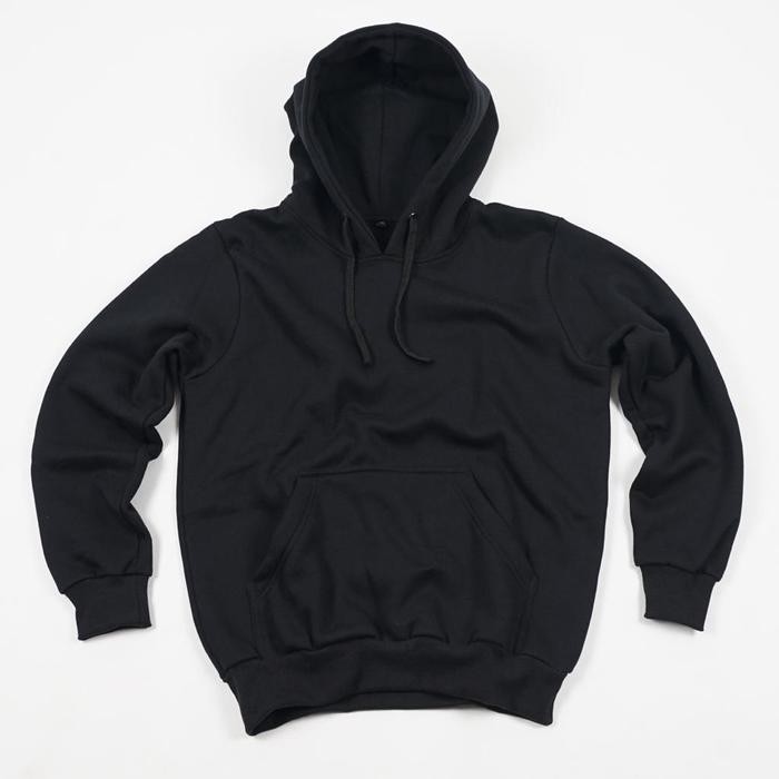 Pilihan- Kepomp Hoodie Cotton Fleece Hitam Polos Eksklusif
