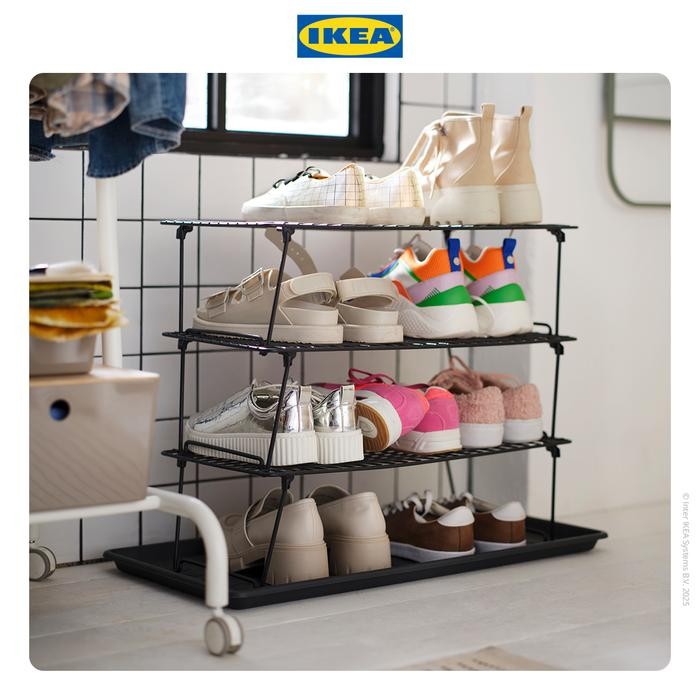 Pilihan- Ikea Grejig Rak Sepatu Hitam Dapat Dilipat 58X27 Cm