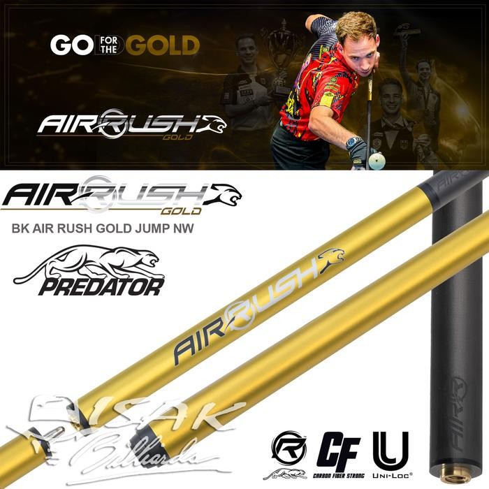 Predator Air Rush Gold Carbon Jump Cue Nw - Limited Edition Stick Billiard Bola Loncat Karbon
