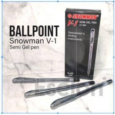 

New 12pc Pulpen Snowman V1 Semi Gel Pen Hitam 0.7mm