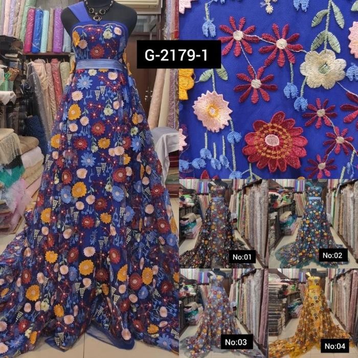 Kain Tile Brokat 3D Bunga Timbul Valentino Premium Varian PROMO