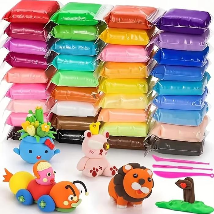 GROSIR Clay Mainan Anak Isi 12 Pcs Clay Polymer 12 Warna Mainan Edukasi Slime Lilin Plastisin Toys
