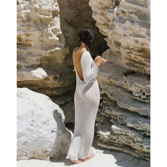 CACA outer long dress long sleeve woman premium / korean summer outer / beachwear bali / outer