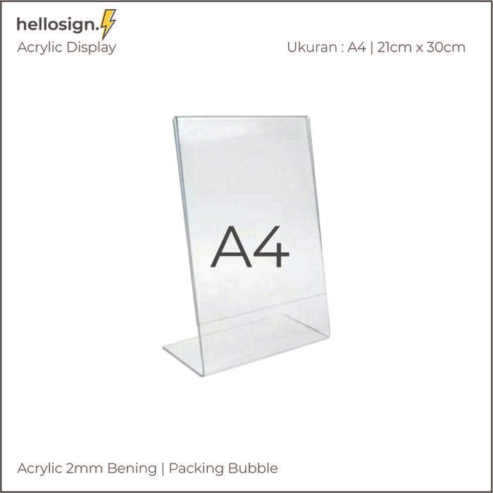 

OJ Akrilik Display A4 Tempat Brosur A4 Acrylic Tent CardHolder Type L