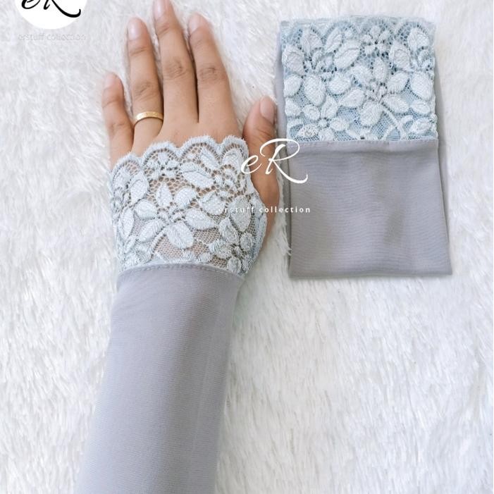 Pilihan- Handsock Jempol Renda Brukat Senada / Manset Walimah Cantik Muslim Panjang