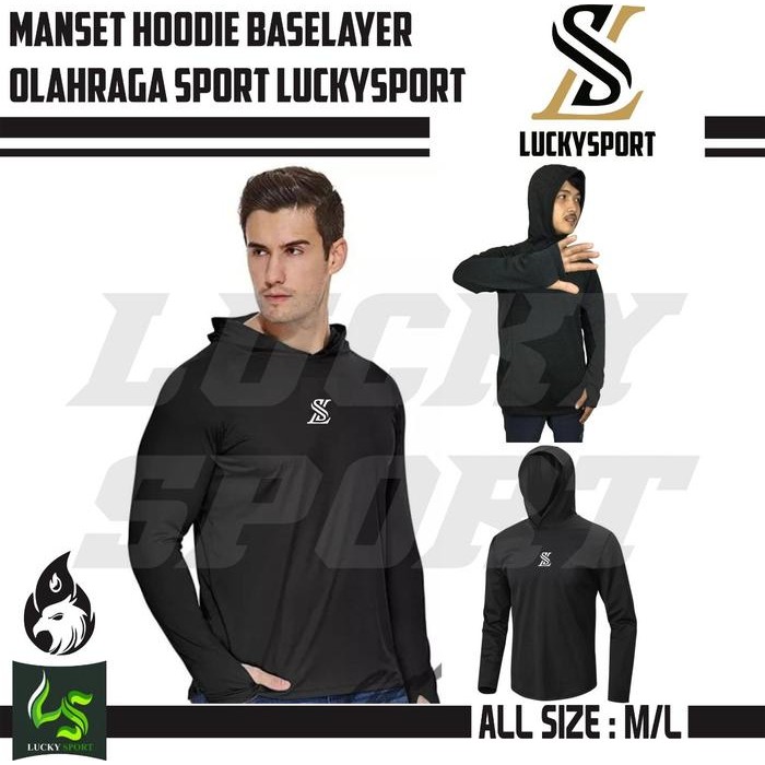Pilihan- Baselayer Pria Wanita Manset Hoodie Olahraga Baselayer Hoodie Kupluk